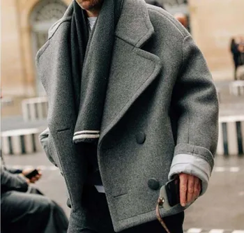 шерстяная куртка с воротником 2023, мужская одежда, осенне-зимняя уличная модная короткая куртка с открытыми плечами, часто ветровка, тренчкот