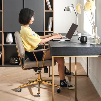 Белые Роскошные офисные стулья, Поворотное кресло с домашним подъемником, Креативный Офисный Гравитационный Скандинавский стул со спинкой, Минималистичный Компьютерный стул