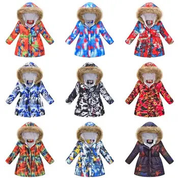 Новая модная детская одежда, зимняя хлопковая куртка для девочек 4-10 лет, теплые длинные пальто с капюшоном и толстой хлопковой подкладкой, цветная одежда для малышей