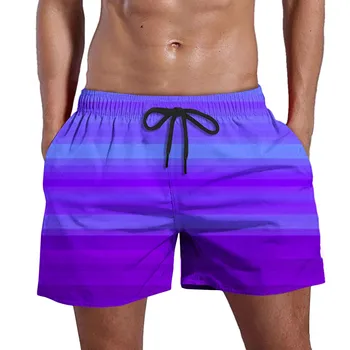 Мужские пляжные шорты, плавки с градиентным принтом больших размеров, летние пляжные шорты с карманами, легкие быстросохнущие шорты для плавания.