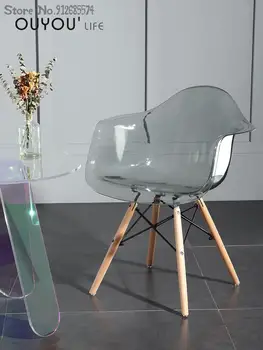 Простой прозрачный обеденный стул пластиковый стул без подлокотников хрустальный стул nordic creative backrest чистый красный стул для макияжа
