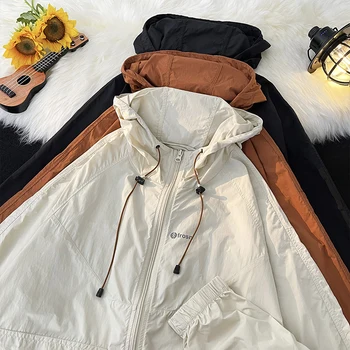 Японская Дышащая Ветровка Для мужчин и женщин, летние Солнцезащитные куртки из Ледяного шелка, пальто с защитой от ультрафиолета, мужская одежда